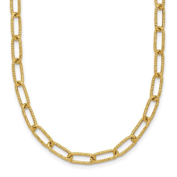 Kazi Luxury 14k Yellow Gold Textured Open Link Necklace